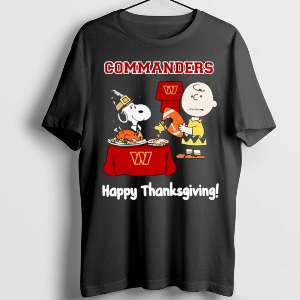 Officials Snoopy & Charlie Brown Washington Commanders NFL Thanksgiving T Shirt